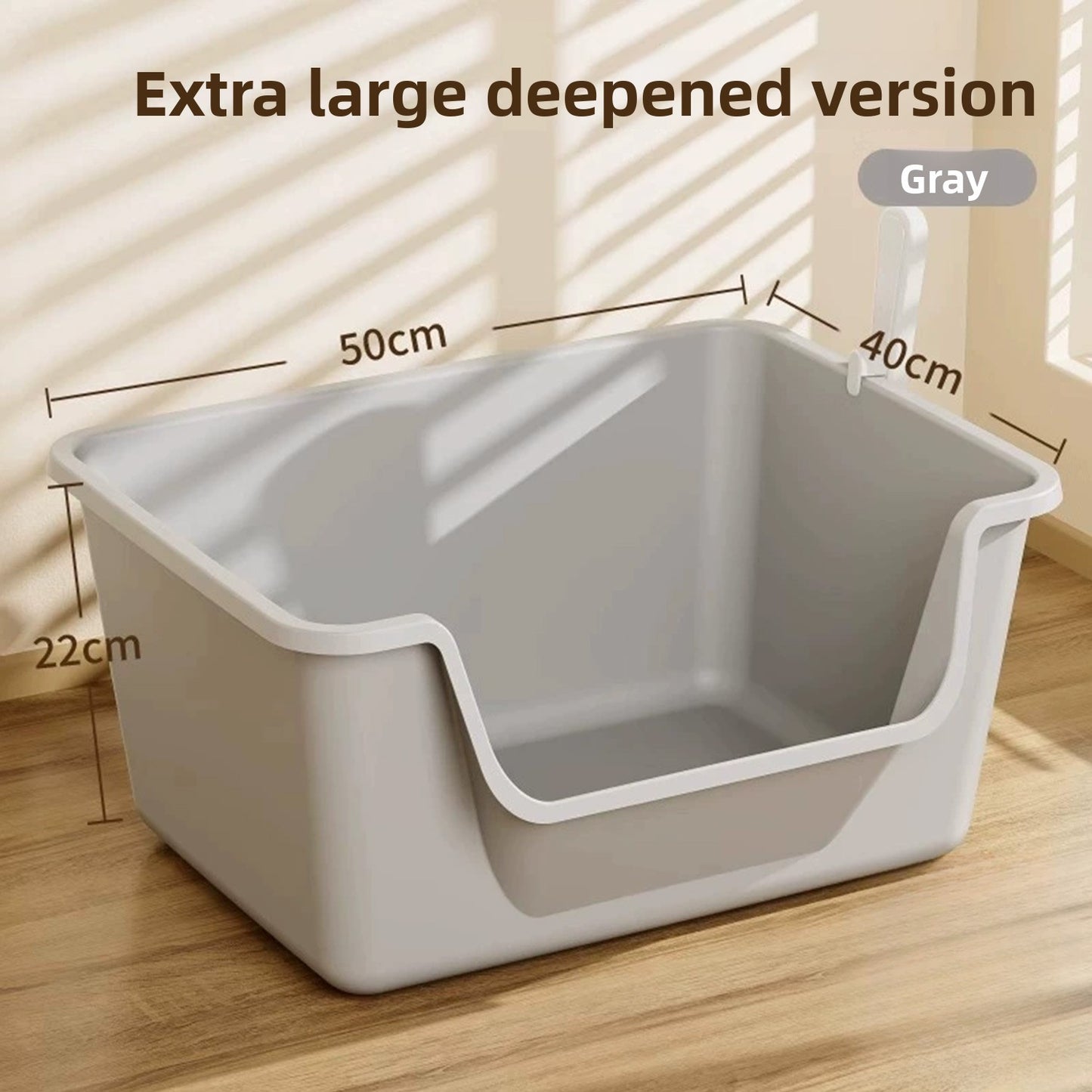 Giant deep cat toilet, semi-enclosed, large-capacity, simple cat litter box, extra-large size, anti-spillage