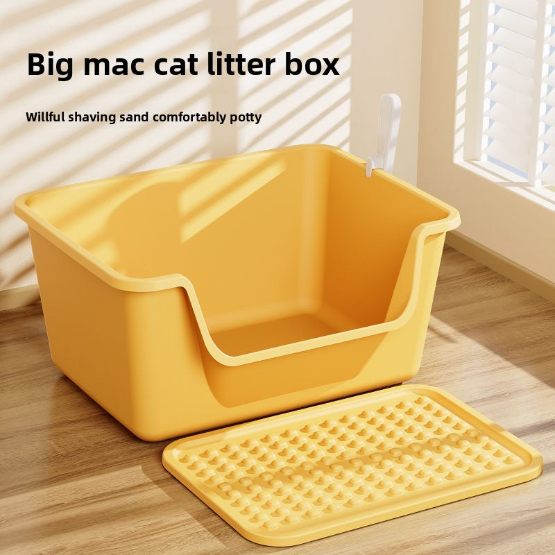 Giant deep cat toilet, semi-enclosed, large-capacity, simple cat litter box, extra-large size, anti-spillage